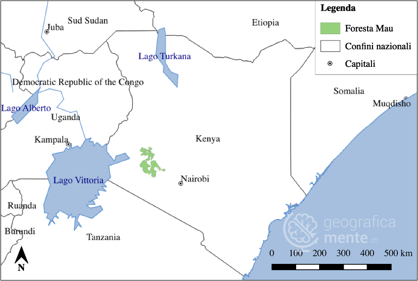 Carta di localizzazione della foresta Mau – Elaborazione dell'autore