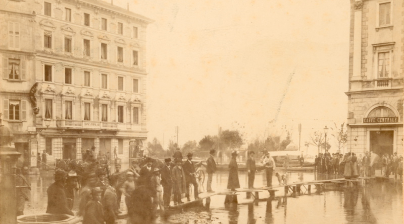 Inondazione del 1896 in Piazza Riforma a Lugano, Francesco Solza. © Archivio di Stato Bellinzona